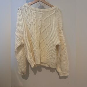 Free People S Elegant Cream Cable Knit Sweater